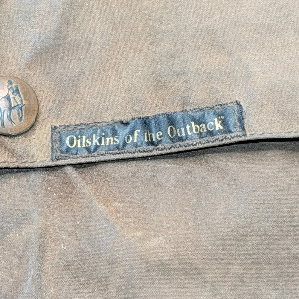 Vtg Outback Trading Co Jacket Mens M Swagman Brown Oilskin Plaid Lined Hunting